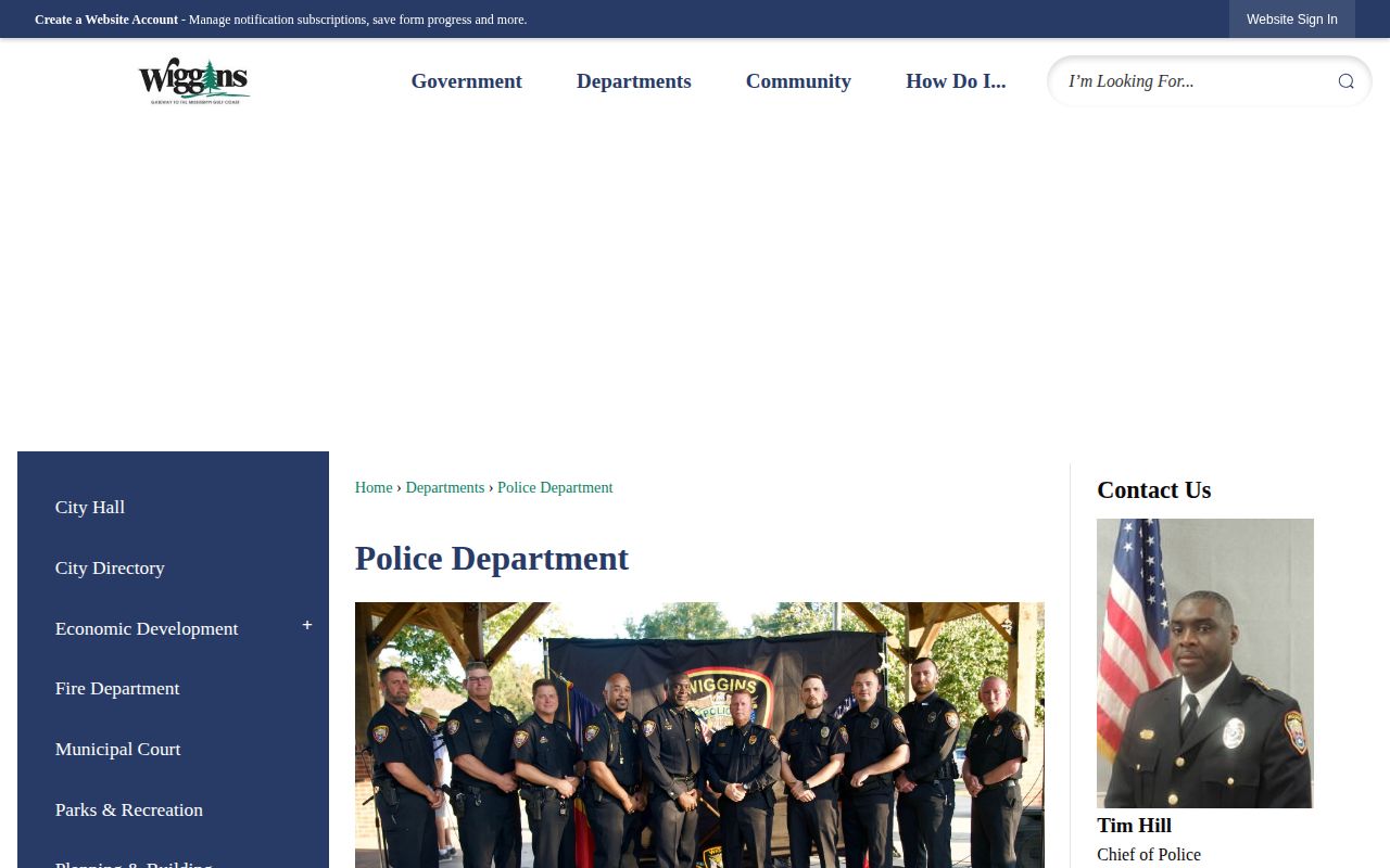 Wiggins Police Department official source for city arrest records